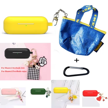 

Fashion with keyring Headset silicon case For Huawei freebuds Lite For Huawei FreeBuds enjoy Wireless Earphone case funda capa