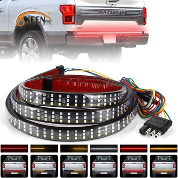 

OKEEN 60" Triple LED Tailgate Light Bar Sequential RED Turn Signal 405 LED Solid Beam Weatherproof Reverse Brake Running
