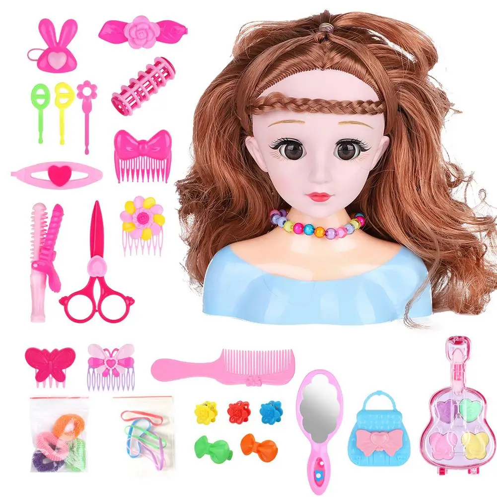 Cabeça de Boneca Brincar - Cabeça de boneca para estilo de cabelo com  secador de cabelo - Boneca de Maquiagem Crianças Maquiagem Brinquedo Fino  Acessórios Boneca Modeladora Boneca Escova de Generic 