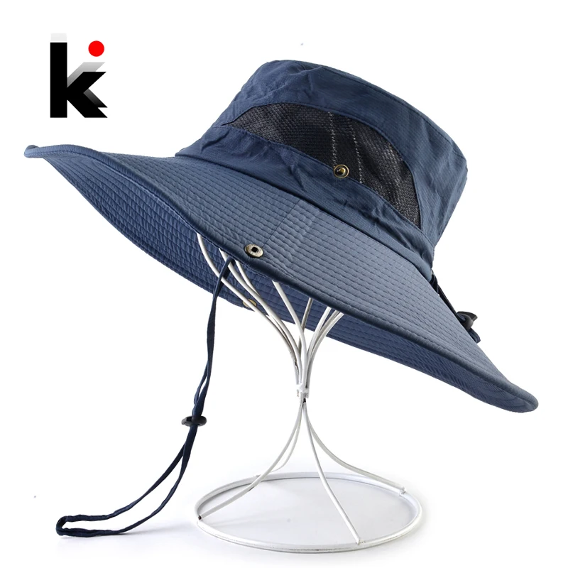 

Summer Sun Protection Hat For Men Beach Wide Brim Sun Bob Cap Solid Color Bucket Cap Women Outdoor Unti-UV Fishing Hiking Gorras