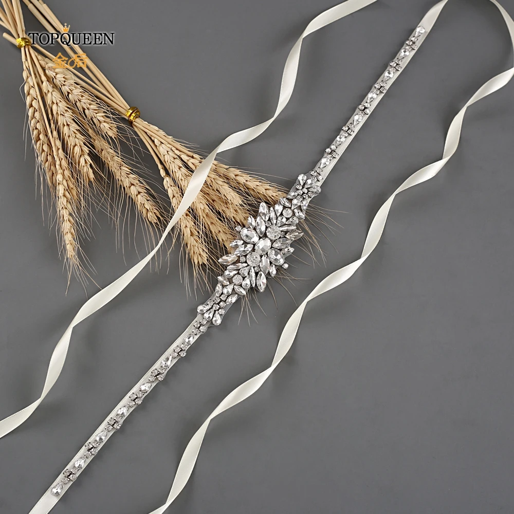 TOPQUEEN 1CM Crystal Rhinestone Bridal Belt Wedding Sash Dress Accessory image 3