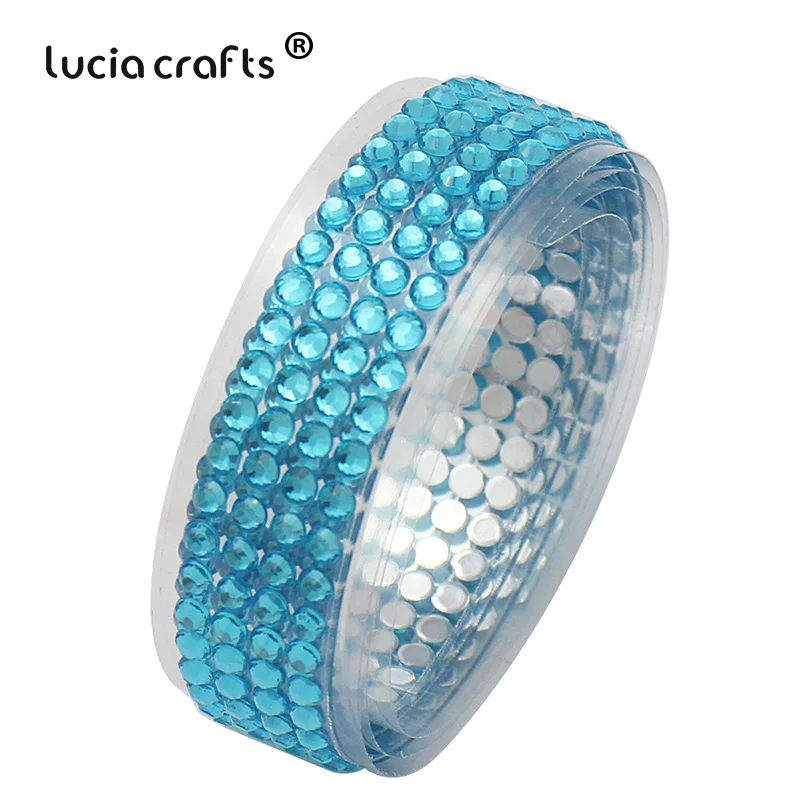 Lucia crafts 18 мм* 50 см красочные акриловые стразы самоклеющиеся ленты пояс Скрапбукинг Материал 1 шт I1011 - Цвет: Blue