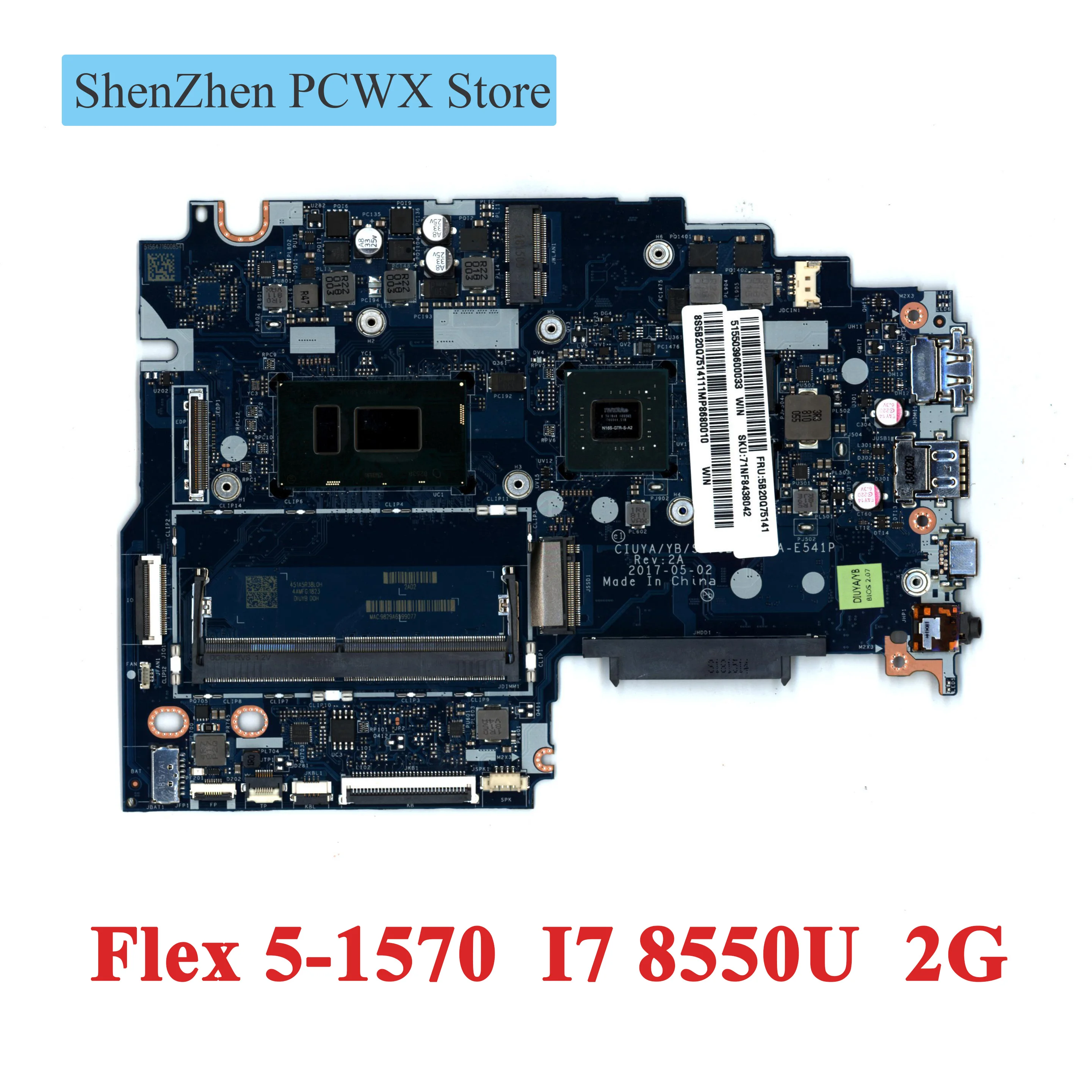 5B20Q75141 для Flex 5 1570 Lenovo 81CA материнская плата ноутбука WIN I7 MX130 FP BL 2G Системные