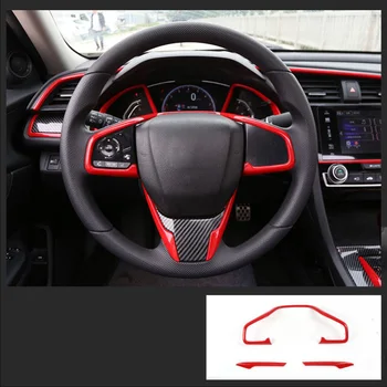 

Red Steering Wheel Cover Trim Truck Interior For Honda Civic 2016-2020 10th ABS Plastic