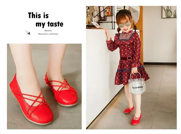 Детская простая обувь ярких цветов с бантом кожаные детские ботинки весенне-осенние Босоножки Туфли для принцессы