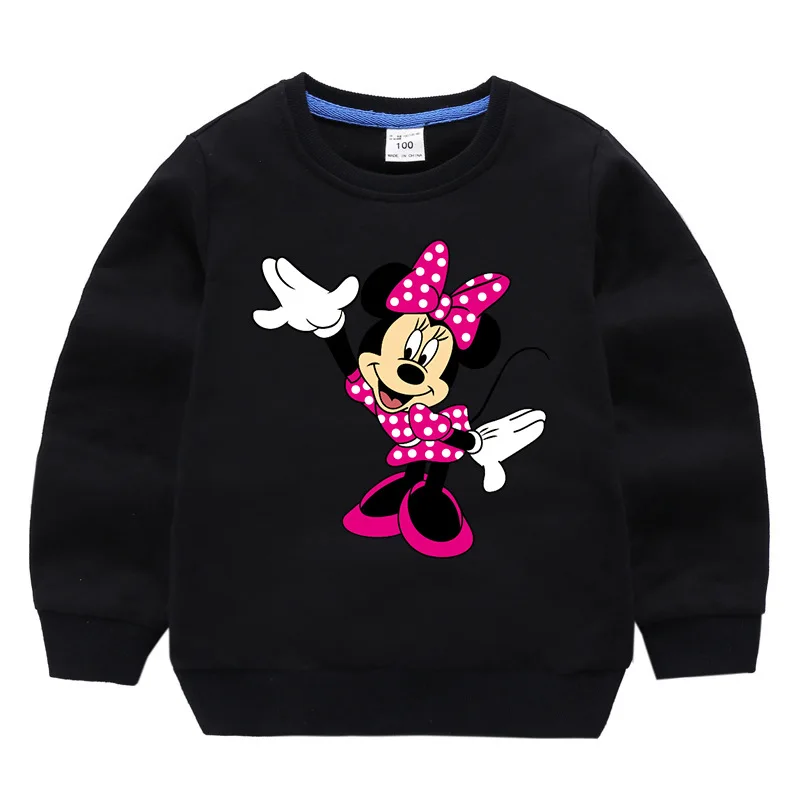 Детский свитер с 2 узорами осенне-зимняя хлопковая одежда Минни для маленьких девочек Спортивная футболка с длинными рукавами с изображением Эльзы футболка - Цвет: Minnie 9