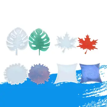 

DIY crystal silicone epoxy Resin mold coaster irregular set table coaster mold handmade mirror leaves maple leaf diamond mold