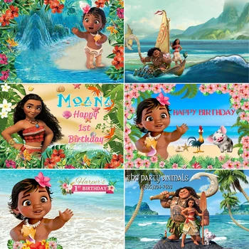 

InMemory Moana Waialiki Maui Girls Birthday Party Backdrops Beach Flowers Baby Shower Newborn Party Photographic Backgrounds