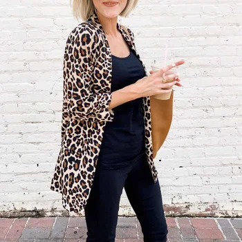

Womens Jacket Sexy Leopard Print Suit Autumn Winter Slim Fit Jacket Long Sleeve OL Coat Fashion Suits Plus Size Jacket feminino