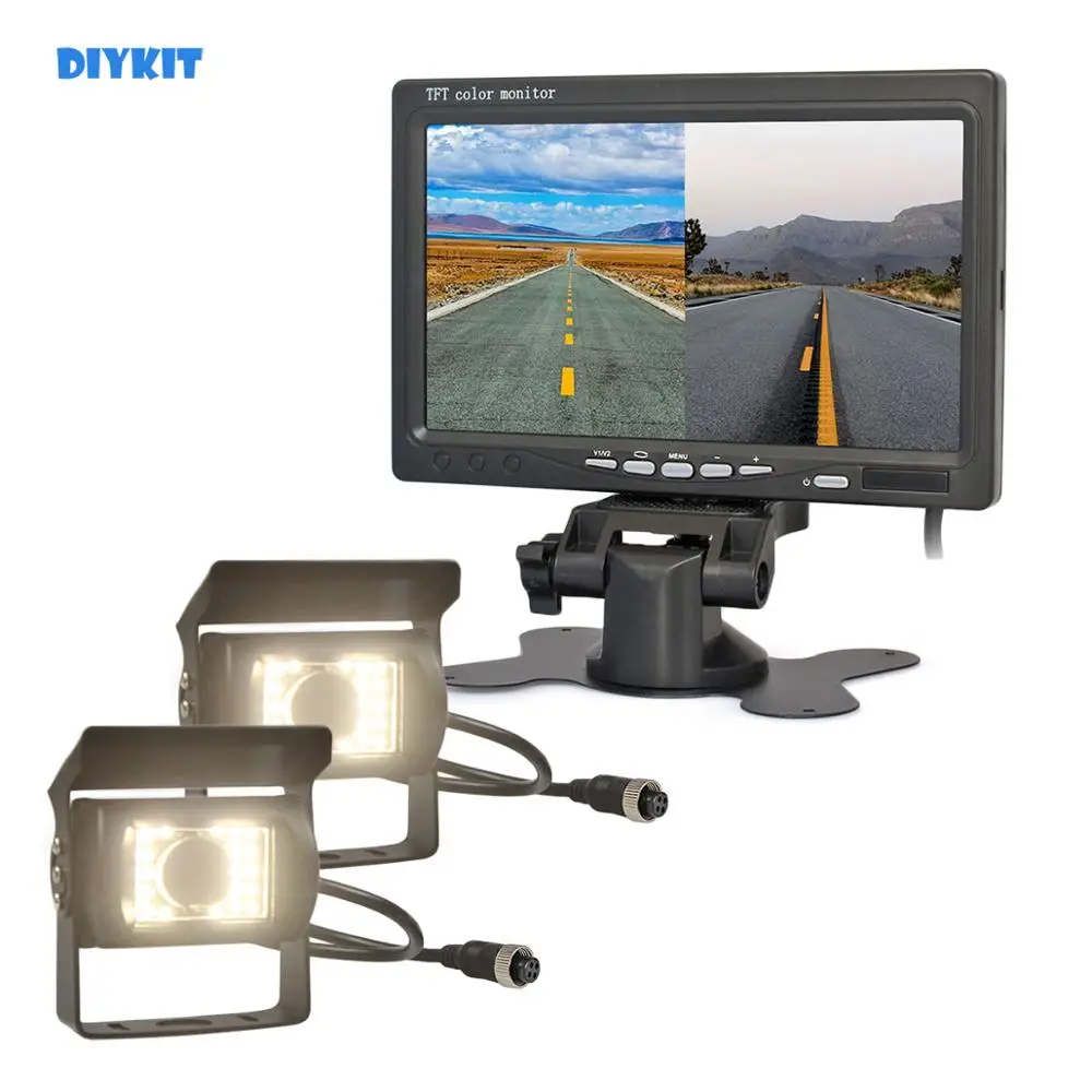 Автомобильный монитор DIYKIT камера заднего вида с разрезом и ЖК дисплеем 12 В 24