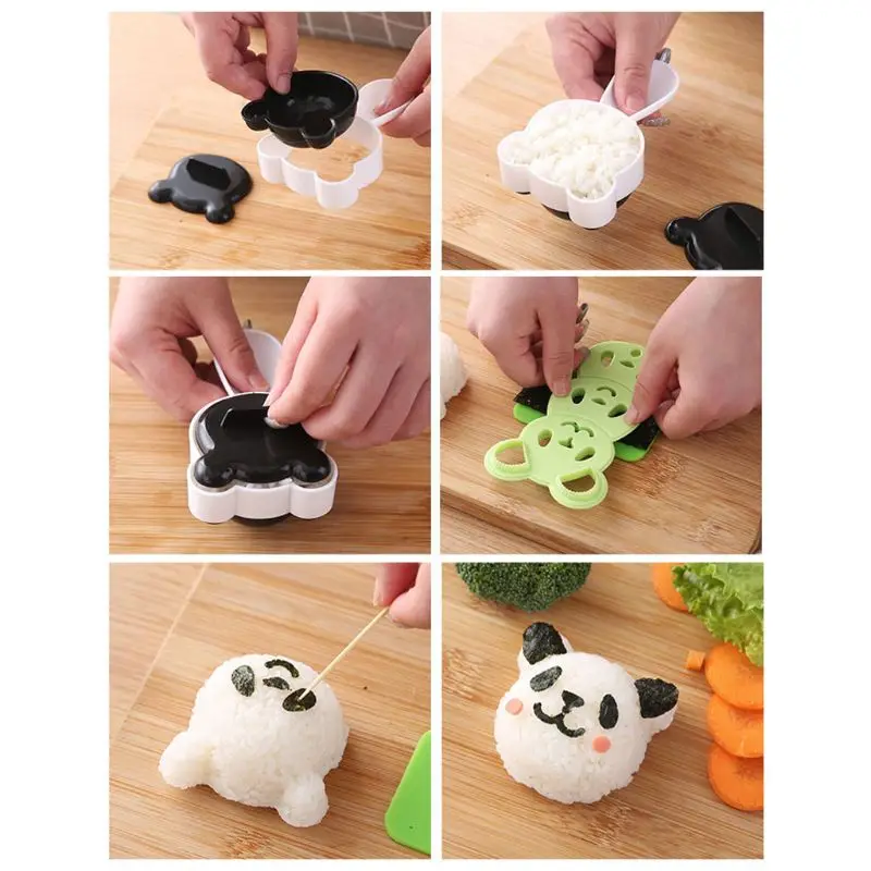 Algues Nori Accessoires de décoration Billes de riz Kit doutils de fabrication de sushis Motifs mignons de panda Onigiri YUYDYU Moule à sushis en forme de panda Moules à sushis