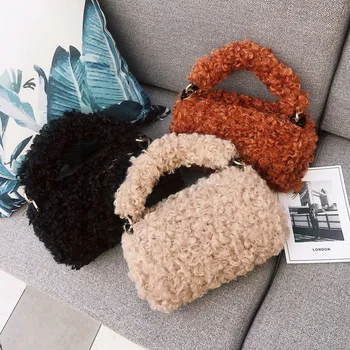 

Handbags Autumn and Winter 2019 New Lamb Fur Bag Fashion Trend Single Shoulder Diagonal Wild Chain Teddy Handbag