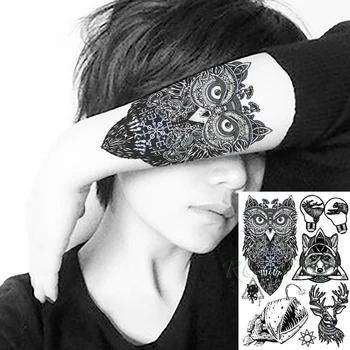 

Waterproof Temporary Tattoo Sticker Totem Owl Wolf Shark Deer Light Bulb Flash Tatoo Fake Tatto Body Art for Men Women