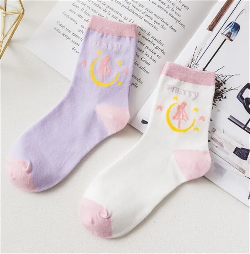 Новые Мультяшные аниме носки Sailor Moon осенне зимние мягкие для девочек милые