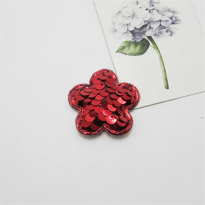 Red flowers 10-70 шт. блестящая Звезда/Сердце/цветы с мягкими аппликациями DIY аксессуары для рукоделия шпильки аксессуары материал головные уборы украшения - Цвет: Red flowers