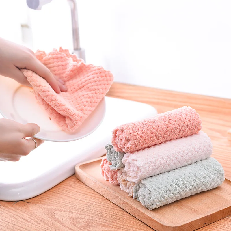 

Microfiber Absorbent Kitchen Dish Cloth Towel Non-stick Oil Washing Cloth Rag Household Tableware Cleaning Wiping Tools