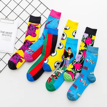 

Flower Men's Sock Crew Stripe Adult Man Socks Thermal Standard Sox High Quality Animal Cotton Spring Unisex Trendy Calcetines