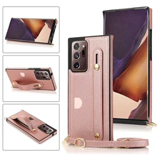 Crossbody Wallet Case for Samsung Note 20 Ultra Card Holder Wristband Case for Samsung S20 S20 Ultra S10 S10+ S9 Plus With Strap