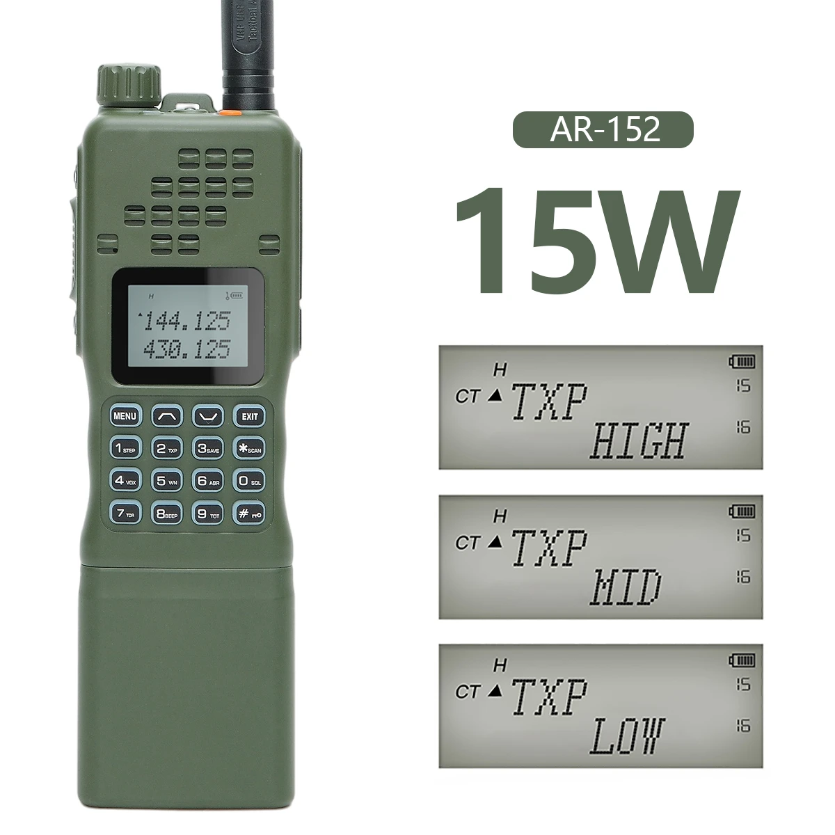 Baofeng Ar152 Vhf/uhf Ham Radio 15w Powerful 12000mah Battery Portable