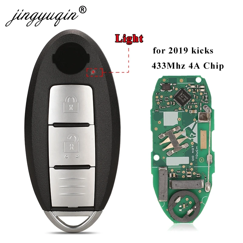 Умный пульт ДУ jingyuqin для Nissan kicks 2 кнопки 433 МГц чип PCF7945M/HITAG AES/4A 2019|Ключ от авто| |