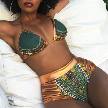 Onye African Two-Pieces High Waist Swimsuit