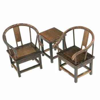 

1:6 Dollhouse Miniature Handcraft Furniture Retro Wood Sofa Table Armchair 3Pc