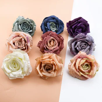 

5pcs 9CM Silk roses flowers wall Christmas decorations for home DIY gifts wedding Hand holding material artificial flowers cheap