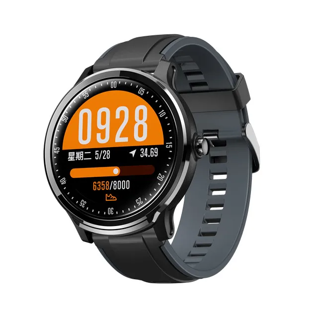 GEJIAN New Smart Watch IP68 Waterproof 1.3 Inch Full Touch Round Screen Heart rate Blood Oxygen Men Sport Watch for Android IOS - Цвет: Серый