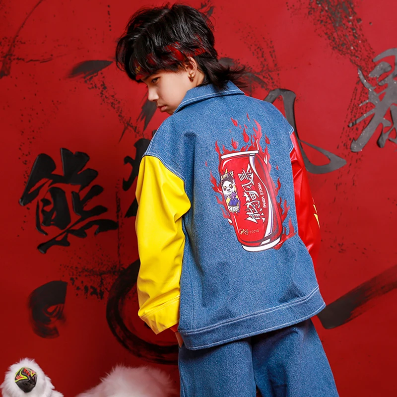 Student-Hip-Hop-Dancing-Costume-Red-Yellow-Denim-Jacket-Trousers-Loose-Street-Wear-Girls-Jazz-Dancewear (1)
