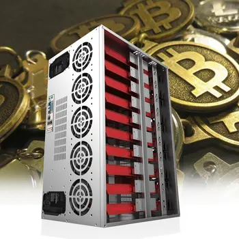 

Crypto Coin Open Air Mining Frame Rig Graphics Case ATX Fit 12 GPU Ethereum ETH ETC ZEC XMR Magnalium Alloy 10 Fans