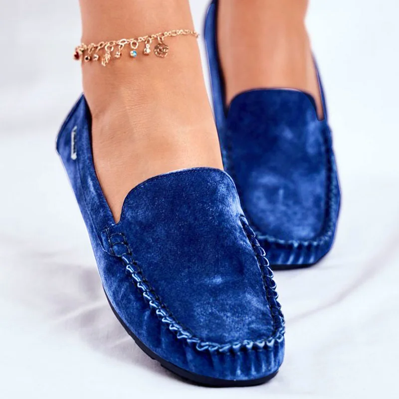 Women Moccasins Loafers Casual Comfortable Sewing Suede Flat Shoes Soft Soles Lightweight