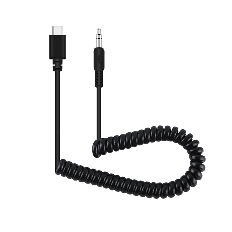 

3.5mm TRRS Male Female to Type-C Mic Audios Adapter Connect Spring Coiled Cable WXTB