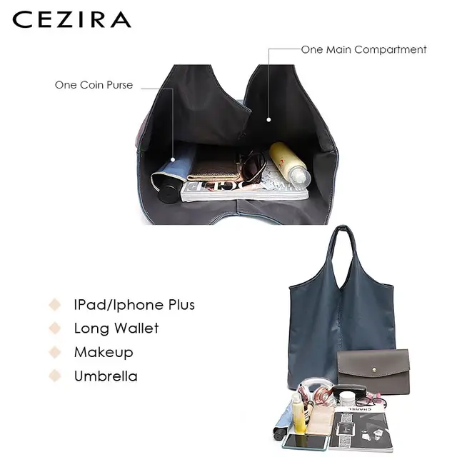 Buy OnlineCEZIRA Fashion Individual Design Shoulder Bag For Women Vegan Leather Tote Two Colors Reversible Ladies PU Hobo Coin Purse Female.
