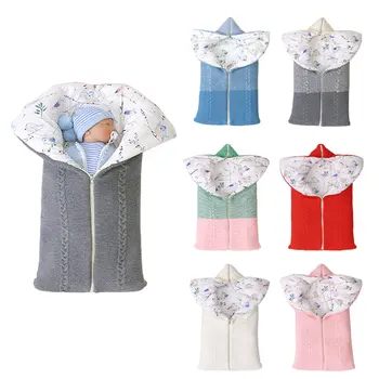 

Newborn Envelope Shape Zipper Sleeping Bag With Cap Infant Winter Multi-Function Sleepsack Baby Soft Swaddle Wrap Blanket