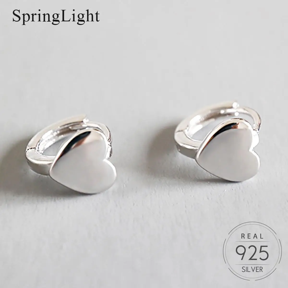 Springlight 925 Sterling Silver Hoop Earrings Romantic Cute Love Heart Shaped Chunky Hoops for Women Dropship Suppliers | Украшения и