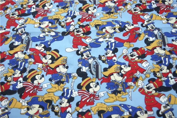 50*140 см пиратский Микки ткань, холст для пэчворка с мультипликационным принтом «Микки» ткань для ткани Дети Домашний текстиль для шитья Tilda сумка