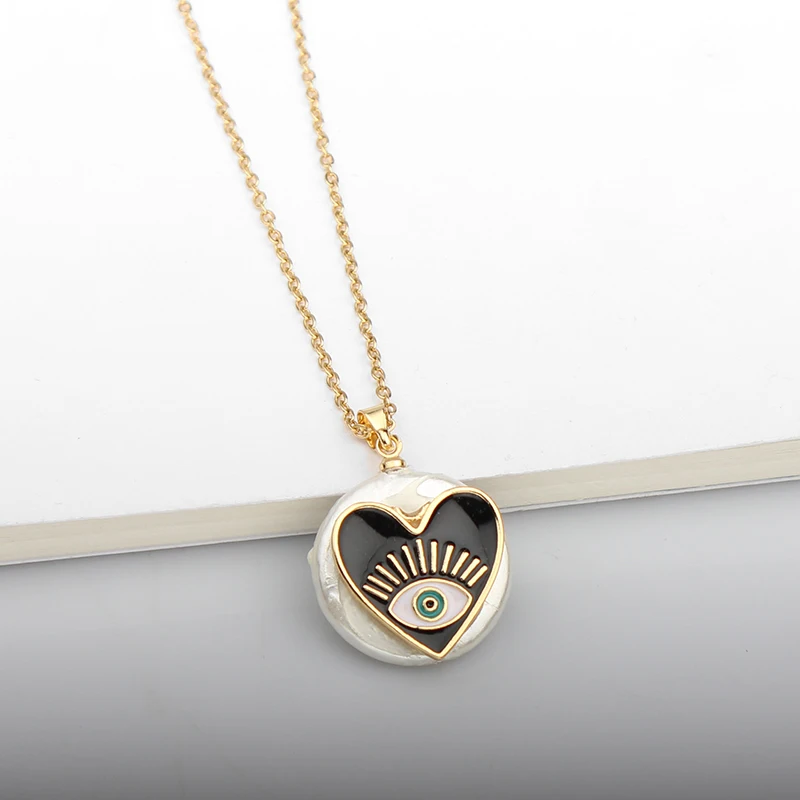 Ожерелье в виде сердца, Турецкий Дурной глаз, золотая металлическая цепочка из нержавеющей стали, круглая подвеска, ожерелье для женщин, модное ювелирное изделие