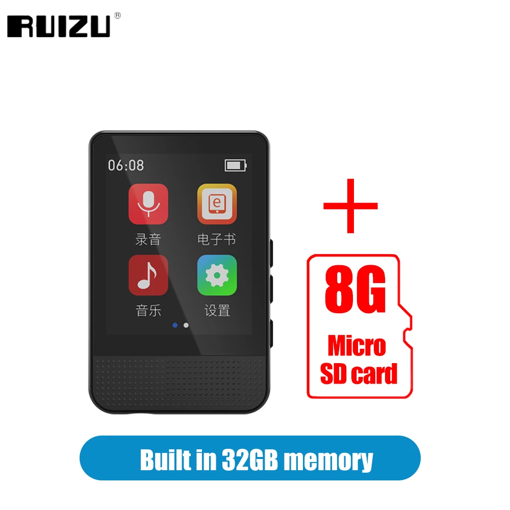 mp3 player bluetooth RUIZU M16 MP3 Player With Bluetooth Portable Touch Screen Audio Music Player With Speaker FM Radio Video Ebook Pedometer TF Card mp3 music player MP3 Players