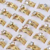 Wholesale 12Sets Cubic Zircon Stainless Steel Rings Men Women Wedding Jewelry FREE Shipping 5