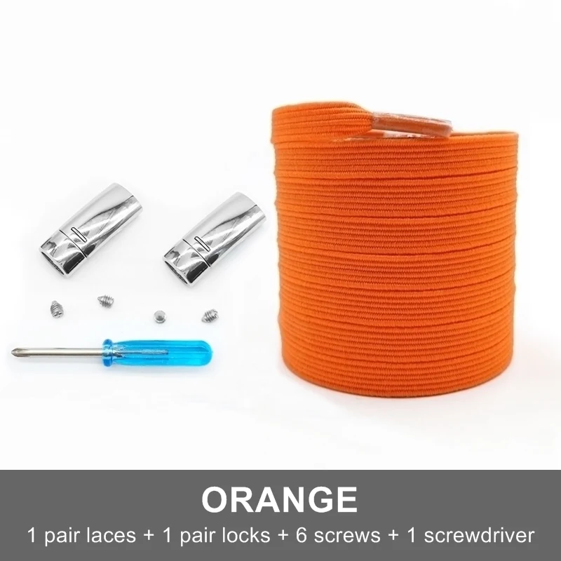 orange 1 пара эластичных шнурков без завязок, магнитные шнурки для обуви, унисекс, плоские сникерсы, шнурки для быстрого ленивого замка, шнурки Q004 - Цвет: orange