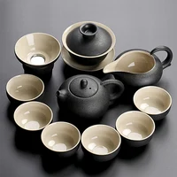 Louça de chá de cerâmica luwu, xícara de chá de cerâmica preta kung fu