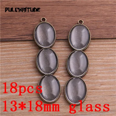 bronze glass PULCHRITUDE 6 шт. продукт 13*18 мм* 3 внутренний размер Два цвета металлический сплав простой Овальный Кабошон Подвеска Установка ювелирных изделий - Цвет: bronze glass