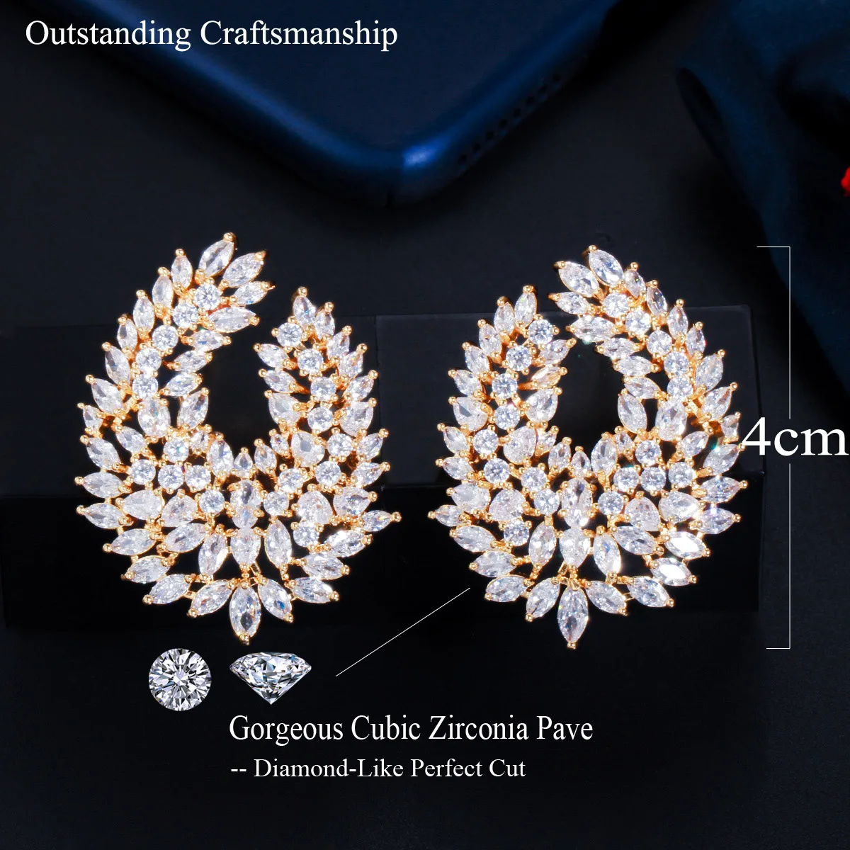 Orecchini pendenti con geometria a pavé di zirconi cubici color oro argento Accessori per feste nuziali femminili Gioielli
