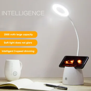 

Pen Holder Circular Table Lamp USB Desk lamp Rechargeable Adjustment Table Reading Lamp with Phone Holder Children Pen Holder
