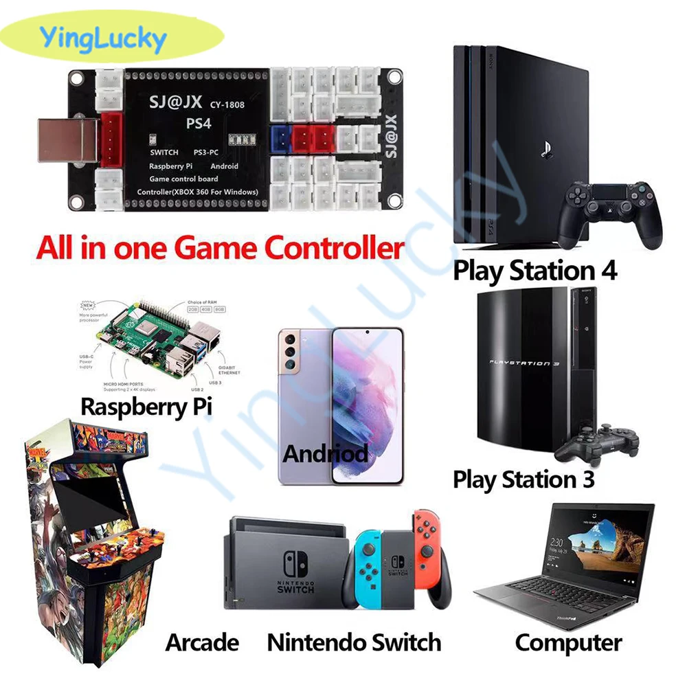 2021 New PS4 usb controller Encoder zero delay Converting PCB 3d keyboard wires cable for joysticks and Arcade buttons