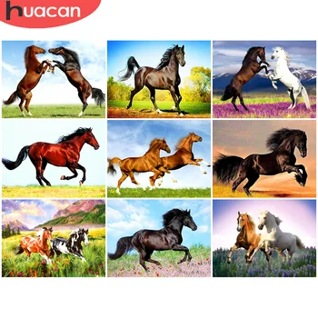 

HUACAN DIY Diamond Painting 5D Horse Diamond Mosaic Animal Full Drill Embroidery Home Decoration Sale