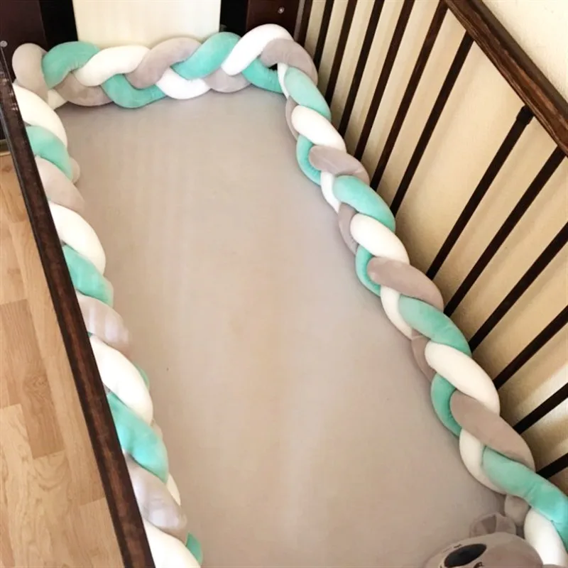  1M/2M/3M Baby Bumper Bed Newborn Knotted Braid Bumper for Boy Girl Bebe Bed Protector Knot Crib Bum