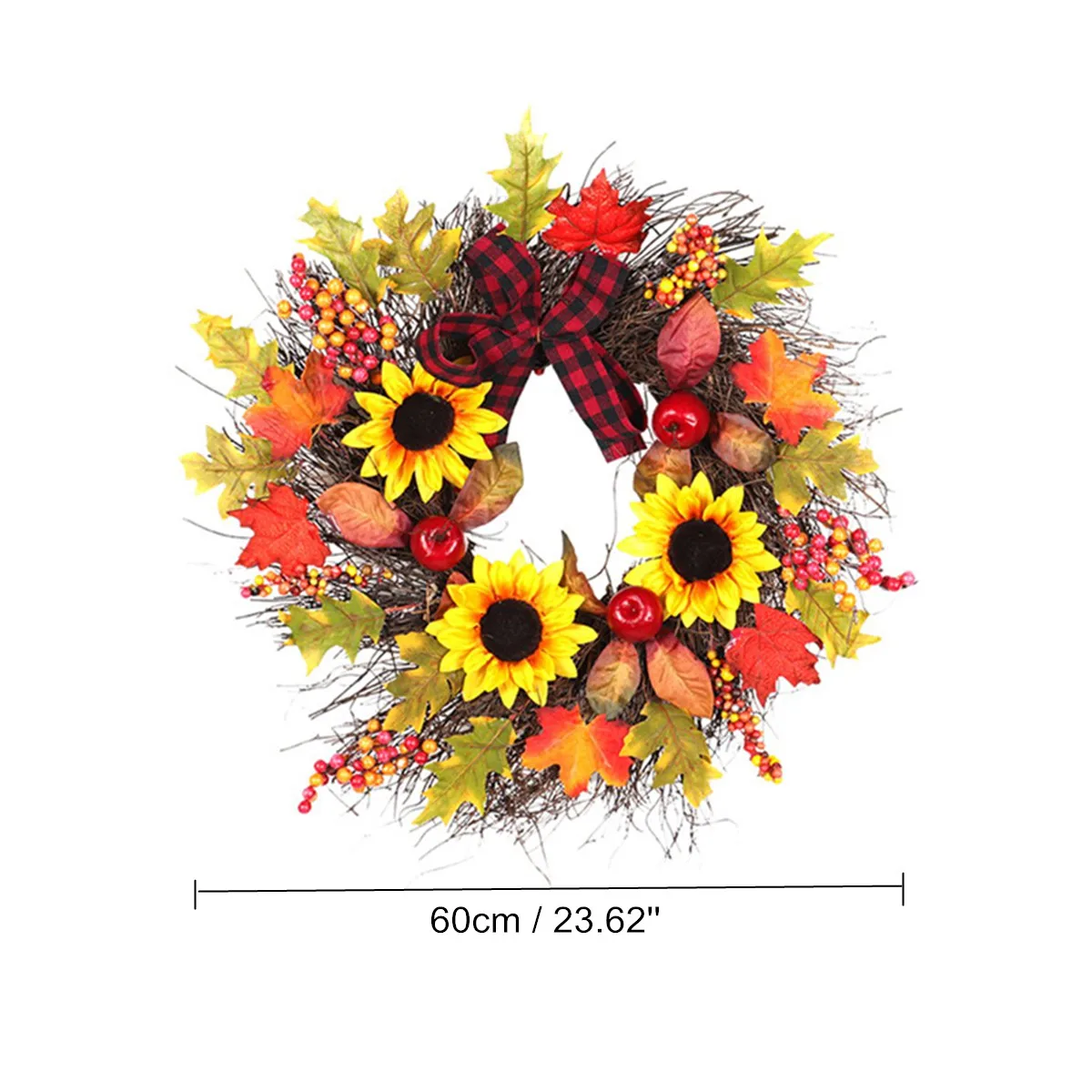 

Hot New 45/60cm Christmas Wreath Hanging Door Wall Christmas Sunflower Maple Leaf Garland Thanksgiving Ornament Party Decoration