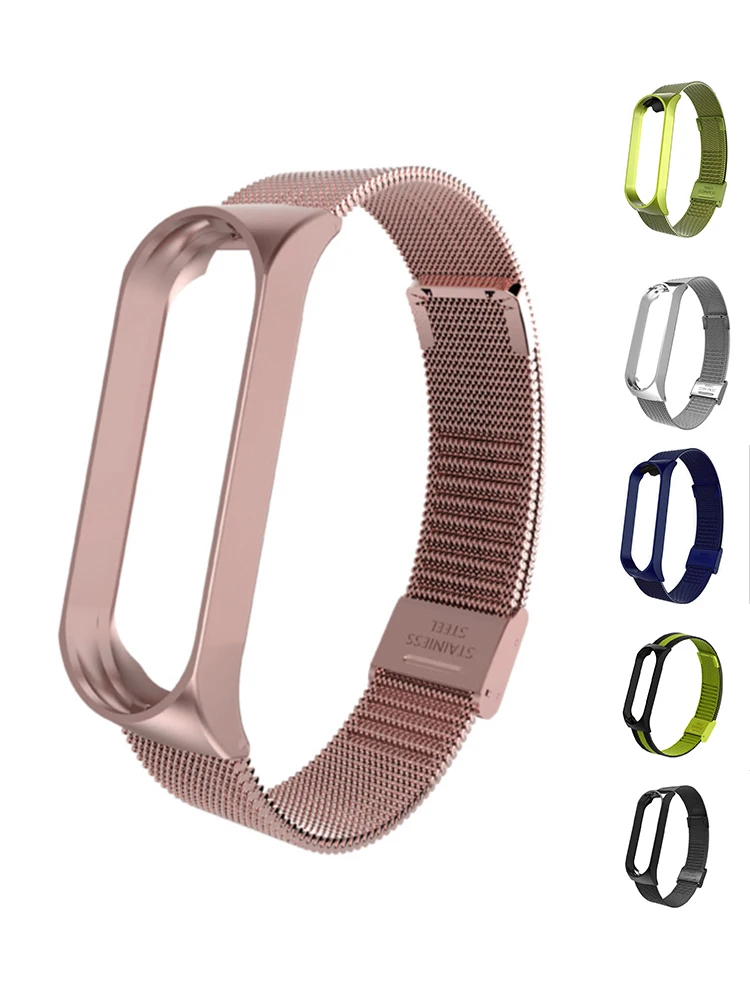 Металлический браслет для Xiaomi Mi Band 3 4 5 6 Безвинтовой ремешок из нержавеющей стали