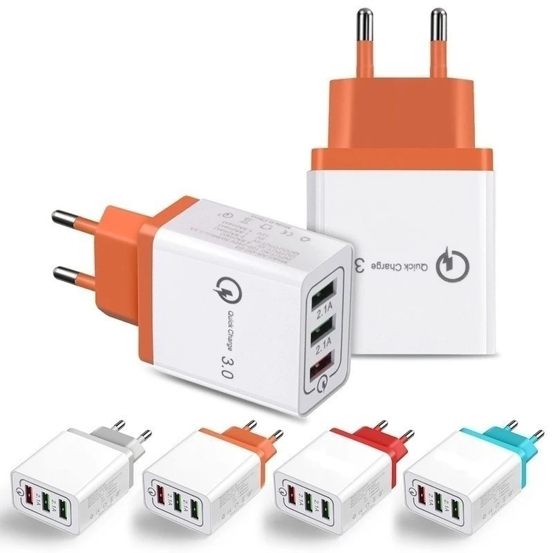 3 порта быстрое зарядное устройство 3,0 USB зарядное устройство для телефона Быстрая зарядка ЕС Разъем для samsung Galaxy S9 S8 S8 plus S7 S6 Edge Plus Note8 Note 5